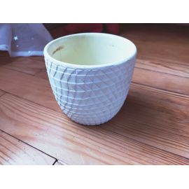 Petit Cache-Pot Rond Blanc & Beige À Motifs