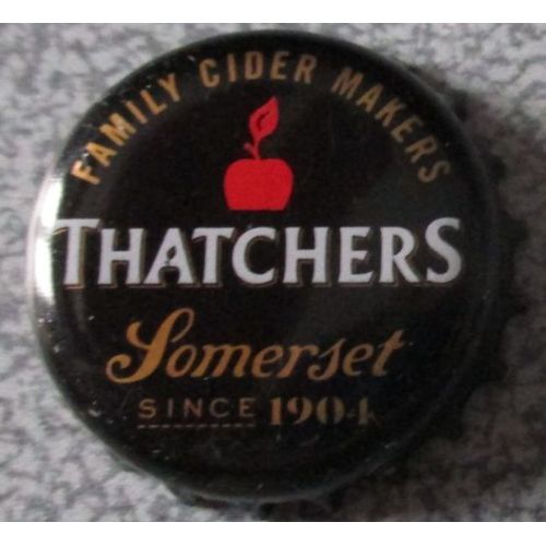 Deux Capsules De Cidre Anglais Thatchers Somerset-Fond Noir Avec Petite Pomme Rouge-Family Cider Makers