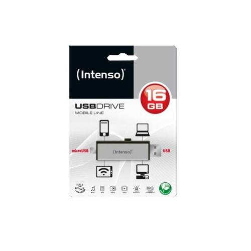 Intenso Mobile Line 2 in1 Stick - Clé USB - 16 Go - USB 2.0 - argent