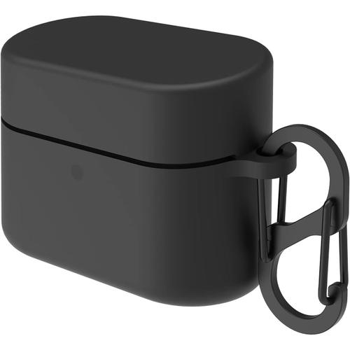 Coque en silicone compatible avec les écouteurs sans fil Denon AH-C630W True Wireless Earbuds, étui de protection avec crochet porte-clés, port de charge accessible (noir)