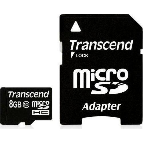 Transcend Premium - Carte mémoire flash (adaptateur microSDHC - SD inclus(e)) - 8 Go - Class 10 - 133x - micro SDHC