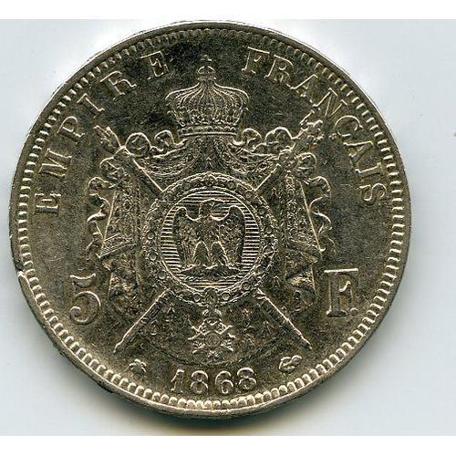 France 5 Francs Argent 1868 A Napoléon I I I