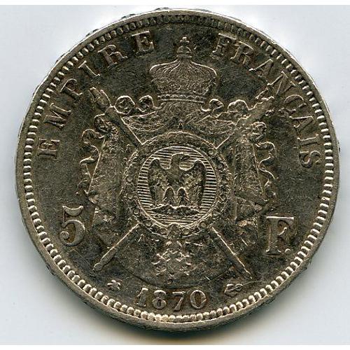 France 5 Francs Argent 1870 A Napoléon I I I