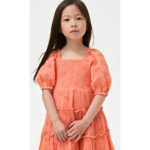 Robe 100 % Coton À Motif Brodé (Du 2 Au 8 Ans) - Orange