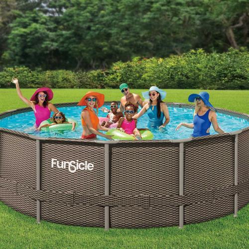 Piscine tubulaire ronde Funsicle marron Ø 4,57m x h1,22m Marron tressé