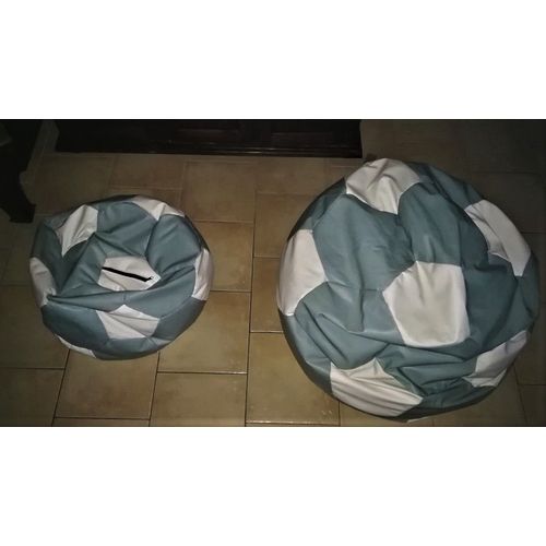 Pouf Balon De Foot En Cuir Avec Double Fermeture