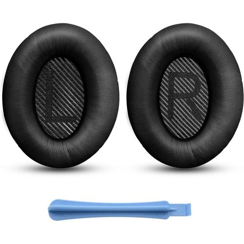 Coussinets d'oreille, Oreillette de Remplacement, Coussinets de Remplacement, Oreillettes de Remplacement pour Bose Quiet Comfort QC35 QC35 II QC25 QC15 QC2 AE2 AE2i AE2w Casque Circum-aural(Noir)