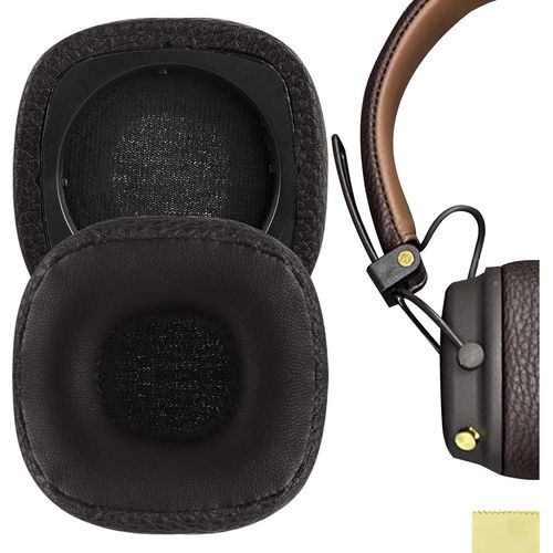 QuickFit Coussinets de rechange en cuir protéiné pour casque Marshall Major III avec fil, Bluetooth sans MID ANC (Marron), (EJZ264-03)
