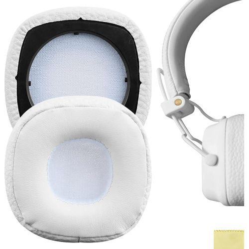 QuickFit Coussinets de rechange en cuir protéiné pour casque Marshall Major III avec fil, Bluetooth sans MID ANC (blanc), (EJZ264-02)