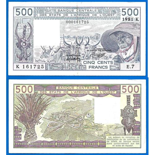 Banque Centrale Des Etats De L Afrique De L Ouest 500 Francs 1981 K Pour Senegal Billet Franc Animal