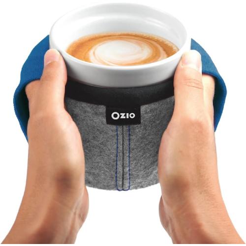 Bleu Tasse Chauffe Main, Tasse Céramique Grès Recouverte Doublure Laine, Mugs Cappuccino, Chauffe Main, Tasse Lait, Thé, Tisane, Grand Tasse Petit Déjeuner, Cadeaux Originaux, 400ml, Tama, Bleu