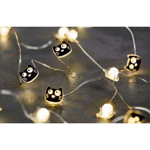 Schwarz Ed, The Cat Mini Guirlande Lumineuse À Led 2,20 M Motif Chat | 20 Led Pour L'intérieur