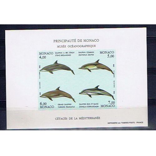 Monaco 1992 Bloc 26a Non Dentele Cétacés De La Méditerranée