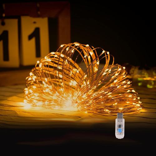 Blanc Chaud Guirlande Lumineuse À Led,10m 100leds Usb Guirlande Led Etanche Imperméable Ip65 Chaud Blanc Exterieur Lumières Intérieures Pour Mariage Champêtre Noël La Saint-Valentin Anniversaire