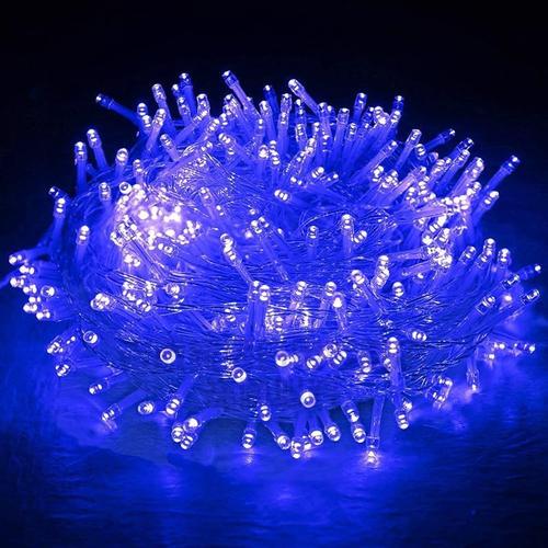 Bleu Guirlande Lumineuse De Noël 13 M 100 Led En Fil De Cuivre, 8 Modes, Lumières Led Bleues De Noël, Lumières De Noël Étanches Pour Chambre À Coucher, Mariage, Fête De Jardin