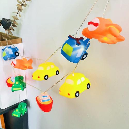 Mélange Guirlande lumineuse 10 LED 1,65 m en forme d'avion, d'hélicoptère, de train, de voiture, de bateau à vapeur pour mariage, Noël, décoration de chambre d'enfant (mixte)