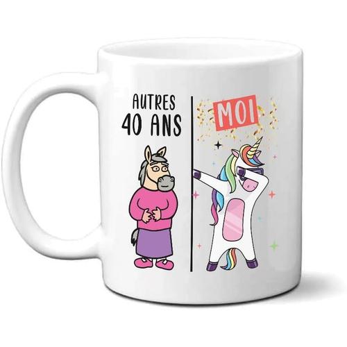 Blanc Mug Humour 40 Ans Homme Femme ¿ Tasse Drôle Et Rigolote Pour Le Cadeau D'anniversaire Cinquante Ans ¿ Imprimé En France