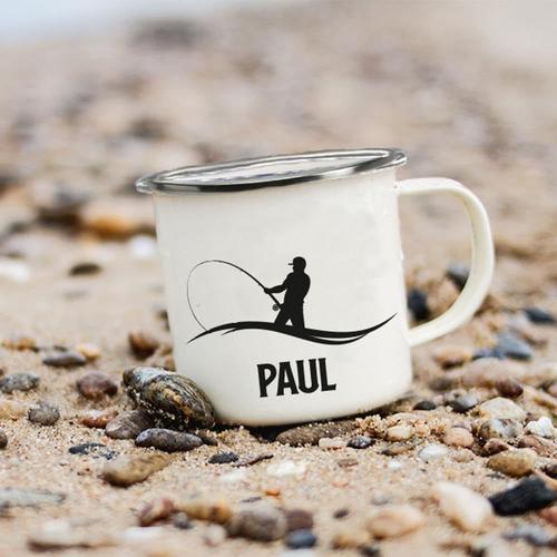 Meilleur Pêcheur - Mug Personnalisé En Émail - Meilleur Pêcheur - Idée Cadeau Personnalisé Avec Prénom Et Message