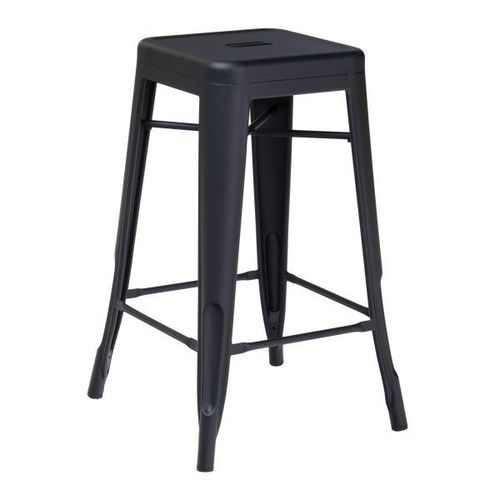 Kosmi - Tabouret De Bar En Métal Noir Mat, Tabouret Haut Hauteur 76cm Parfait Pour Table De 100 Cm Et Plus
