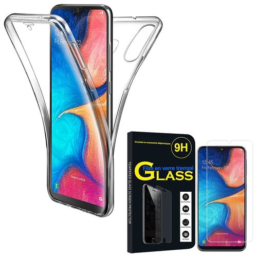 Coque Avant Et Arrière Silicone Pour Samsung Galaxy A20e/ A20e Dual Sim 5.8" 360° Protection Intégrale - Transparent+ 1 Film Verre Trempé