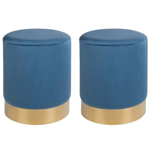 Pouf En Velours Et Métal Doré (Lot De 2)