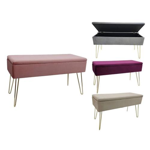 Banquette/Coffre Echtwerk « Scarlett » Avec Revêtement En Velours Et Assise Moelleuse Et Confortable, Peut Supporter Jusqu'à 150 Kg