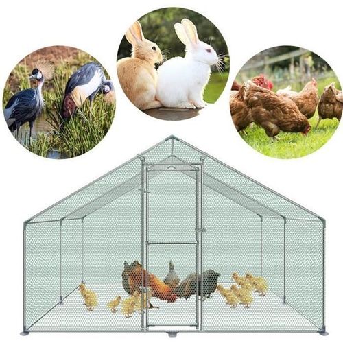 Poulailler Enclos Extérieur Acier Galvanisé Petit Animal Coop Avec Serrure Poulailler Pour Cage À Poulet Animaux Cage - 3x4x2m