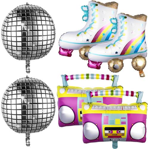 6 Pcs Arc-En-Ciel Skate Disco Ballons Film Ballons 70's 80's 90's Rétro Pour Disco Dance Party Hip Hop Thème Anniversaire Fête Carnaval (22 Pouces)
