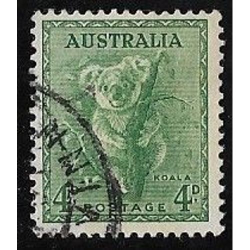 Timbre DAustralie N°114 Y & T 4 P. Vert Série Courante Koala