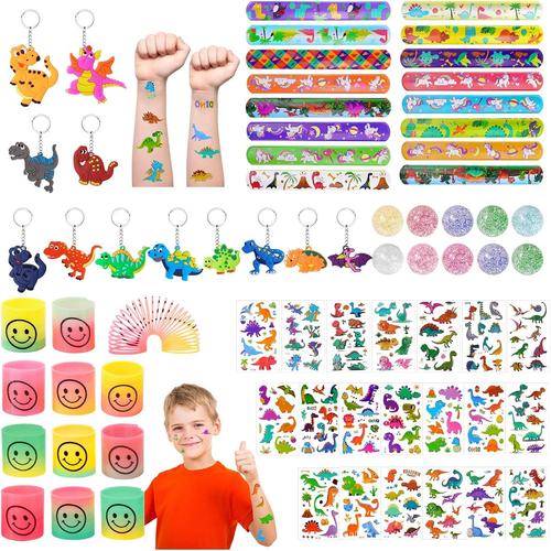 70pcs Anniversaire Dinosaure Cadeau, Dinosaure Porte Clés Slap Bracelet Balle Rebondissante Tatouagepinata Dinosaure, Dinosaure Party Jouet Cadeau Anniversaire Enfants Invites