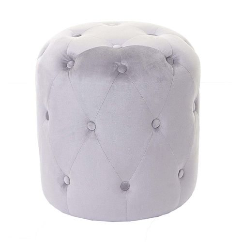 Tabouret Hwc-D22, Ottoman Avec Rivets, 42x39cm   Velours, Gris Clair