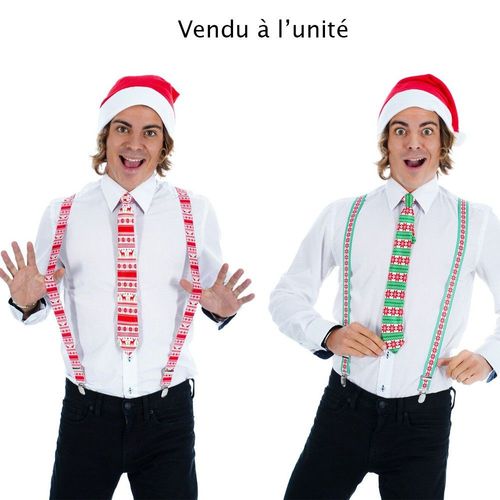Kit Noël Traditionnel Bretelles Bonnet Cravate