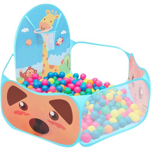 Piscine À Balles Enfant, Tente A Balle Pour Bébé, Tente De Jeu Pliable Pour Enfants Avec Panier De Basket-Ball Fosses À Boules Bleu 120 X 102 X 74cm