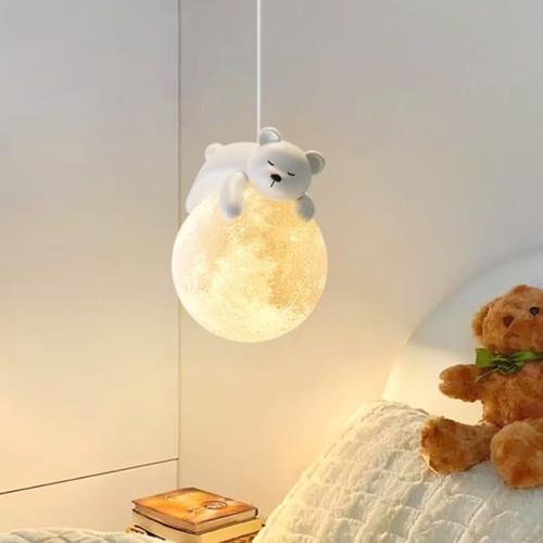 Mois De L'ours Endormi Suspension 3d La Lune Suspension Lampe De Chevet Plafonnier Creative La Lune Suspension Chambre À Coucher Chambre D'enfants Décoration Suspension