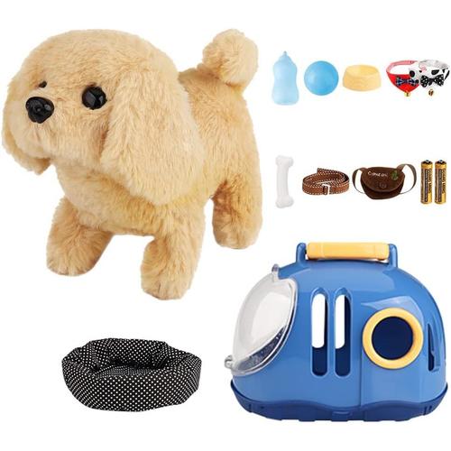 Chien Électronique Interactif, Chien Peluche Chiot, Marche Aboyer, Jouet Interactif Électronique Pour Enfants Garçons Filles, Éducation Précoce Cadeau D'anniversaire (Piles Incluses)