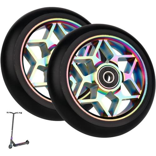 Paire De Roues De Trottinette,Roues De Trottinette 110 Mm 88a Avec Roulements Abec 9,Roues Compatible Avec Land Surfer/Prodigy/Apollo (Coloré)