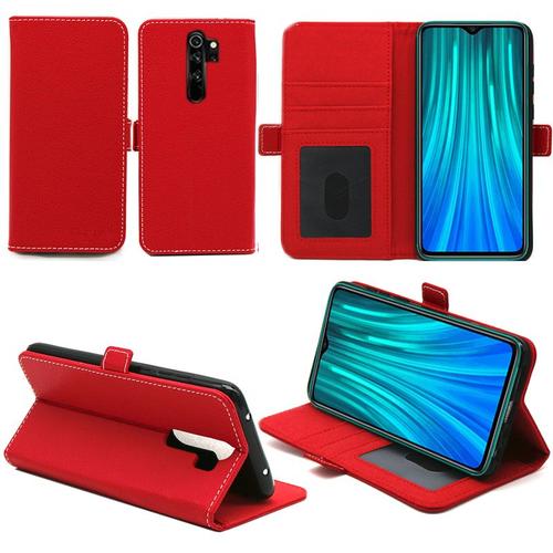 Xiaomi Redmi Note 8 Pro Etui Protection Portefeuille Rouge À Rabat Avec Porte Cartes - Housse Redmi Note 8 Pro Folio Coque Silicone Antichoc Smartphone 2019 - Accessoires Pochette Case