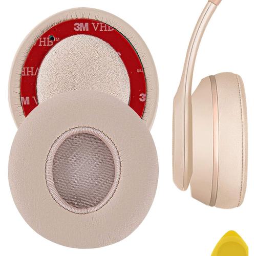 QuickFit Protein Leather Ear Pads for Solo3, Solo 3.0, Solo2 Wireless Headphones Replacement Earpads/Ear Cushion/Ear Cups, Headset Ear Cover Repair Parts (Matte Gold)