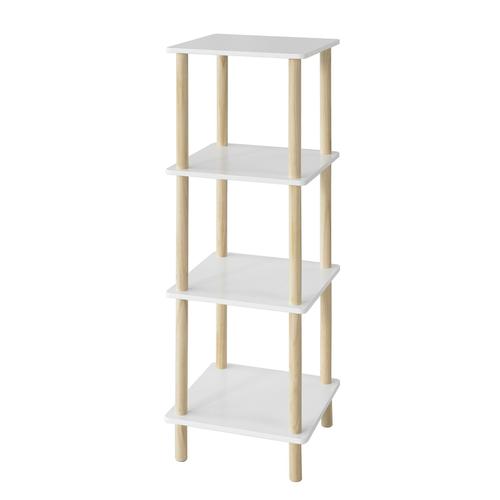 Sobuy® Str03-K-Wn Étagère De Rangement Bibliothèque Étagère Avec 4 Tablettes Étagère De Cuisine Étagère Polyvalente Étagère À 4 Étages En Pin Blanc/Naturel- L36 X H106 X P36 Cm