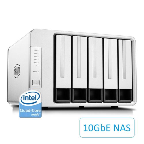 TerraMaster F5-422 10GbE Serveur de Stockage en Nuage NAS 5 Baies Intel Quad-Core 1.5Hz Stockage réseau Plex Media Server (sans Disque)