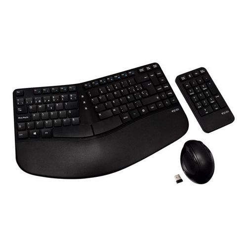 V7 CKW400ES - Ensemble de clavier, souris et pavé numérique - sans fil - 2.4 GHz - Espagnol - noir