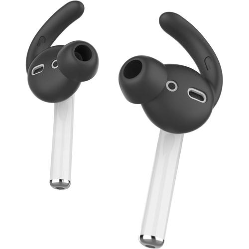 2 Paires Crochets d'oreille AirPods Couvrent Embouts D'écouteurs [Sac Supplémentaire] Apple Earbuds Ear Hooks Compatible avec AirPods 2 / AirPods 1 / EarPods (Petit & Petit, Noir)