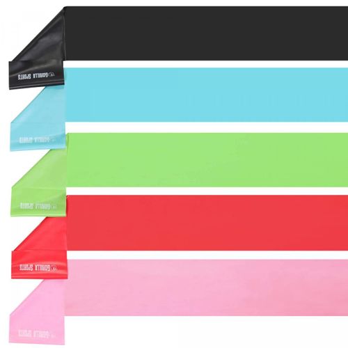 Gorilla Sports - Bandes De Fitness - 2 Longueurs : 120 Ou 200 Cm - 5 Couleurs - Epaisseurs De 0.25 Cm À 0.65 Cm - Couleur : Lot De 5