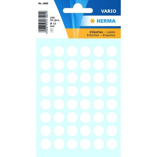 Herma Pastille Adhésive, Diamètre: 13 Mm, Blanc : Emballage De 240 Pastilles