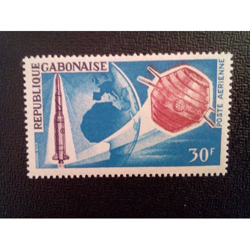 Timbre Gabon Yt Pa 45 Fusée Diamant, Satellite A-1, Carte De L'afrique 1965 ( 041012 )