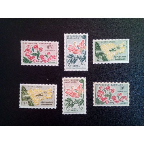 Timbre Gabon Yt 153 A 158 Séries: Fleurs 1961 ( 041012 )