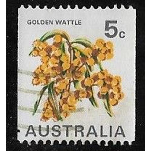 Timbre DAustralie N°414 Y & T 5 C. Polychrome Série Courante Fleurs Acacia D'australie