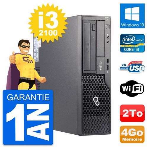 PC Fujitsu Esprimo E500 DT Intel i3-2100 RAM 4Go Disque Dur 2To Windows 10 Wifi