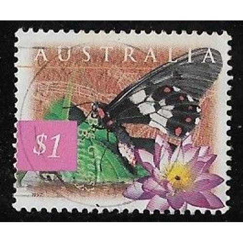 Timbre DAustralie N°1590 Y & T 1 $ Multicolore Faune Australienne Papillon