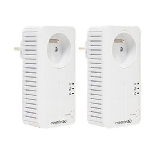 Essentielb CPL 500+ Duo - Kit d'adaptation pour courant porteur HomePlug AV (HPAV) - Branchement mural (pack de 2)